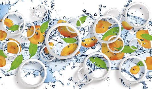 Apricots in water, 3D