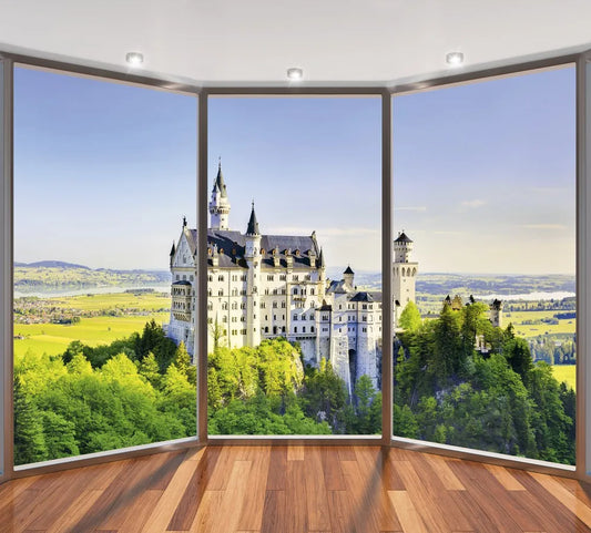 A window with a view of the castle