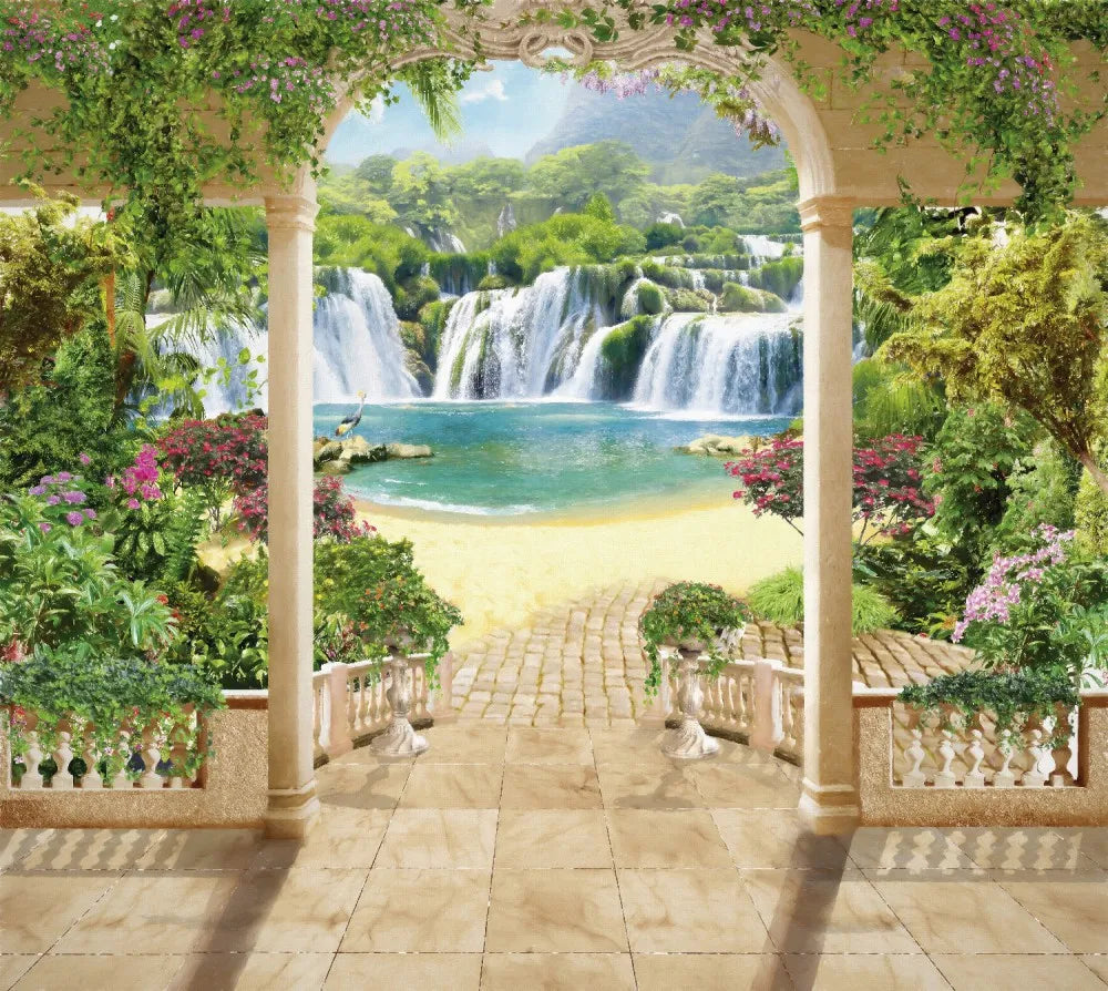 The gazebo by the waterfall, drawing