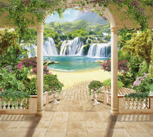 The gazebo by the waterfall, drawing
