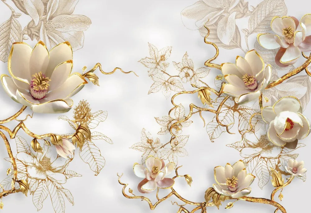 Flowers in gold, 3D