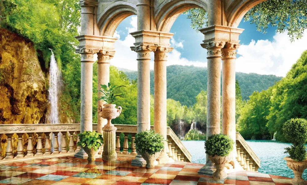 Terrace with arches at the lake