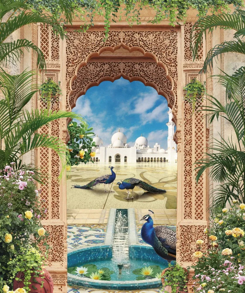 Peacocks outside the temple