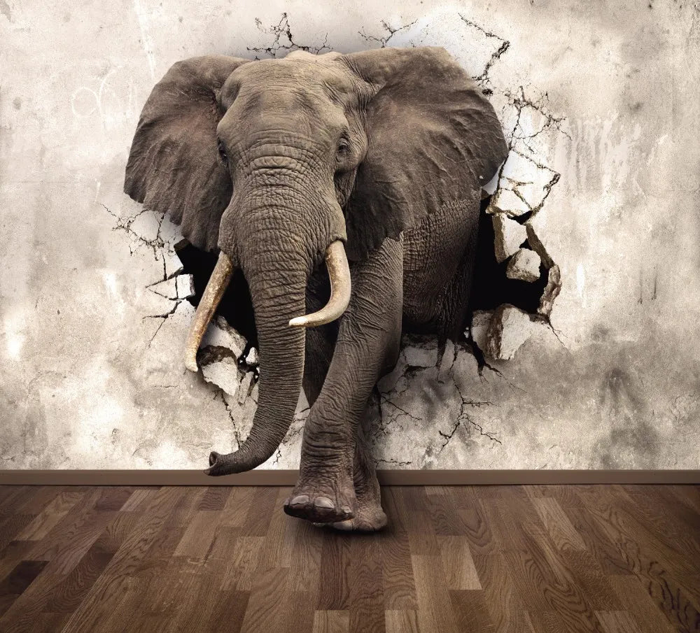 The elephant breaks the wall