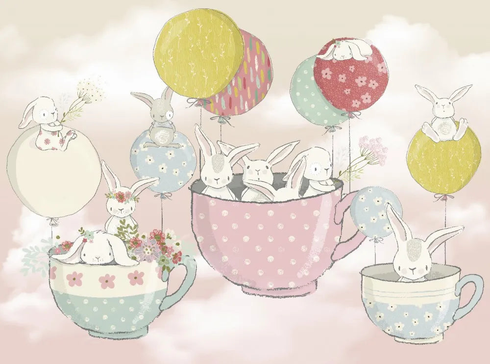 Rabbits on balloons