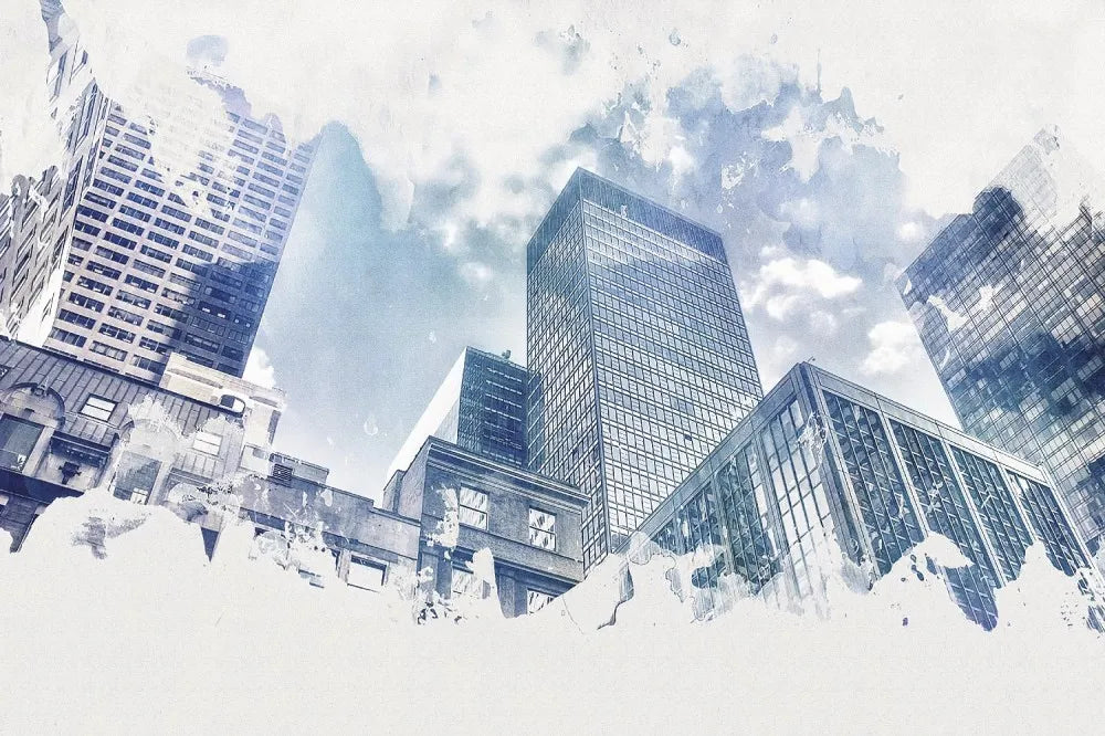 A city in watercolor