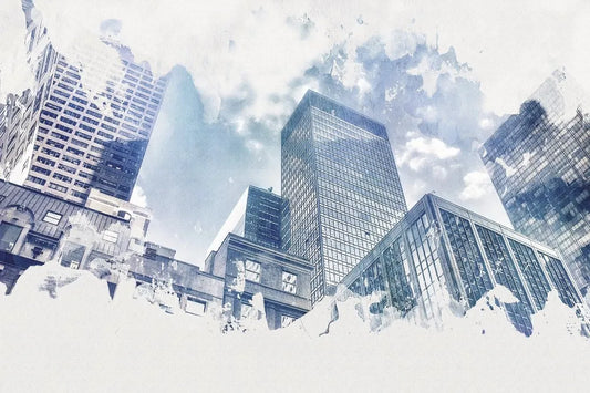 A city in watercolor