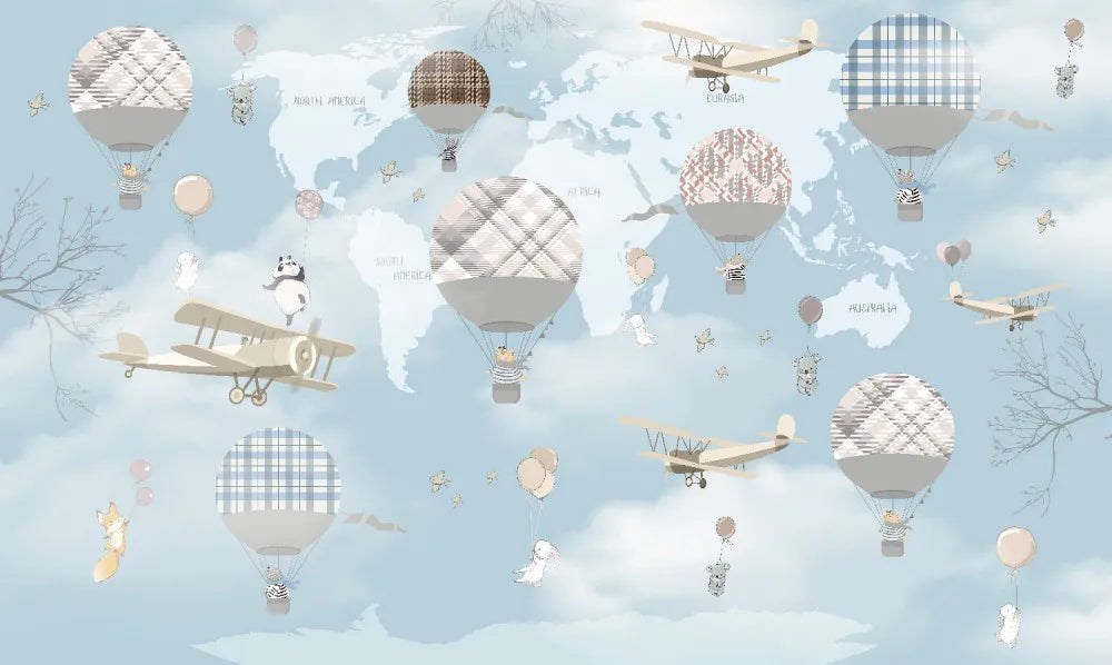 Map with aircraft and balloons
