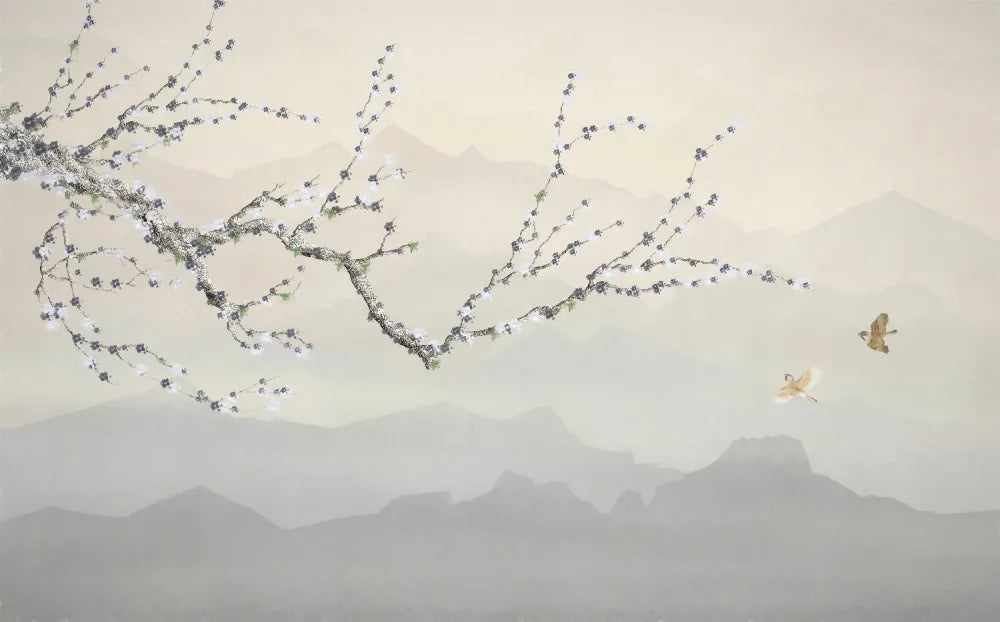 Blossom and birds pattern