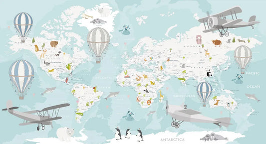 Card with balloons and aircraft