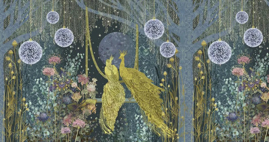 Gold peacocks in the night