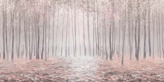 Forest in the fog in autumn
