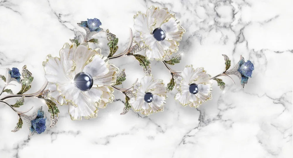 Emerald flowers on marble