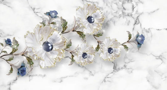 Emerald flowers on marble