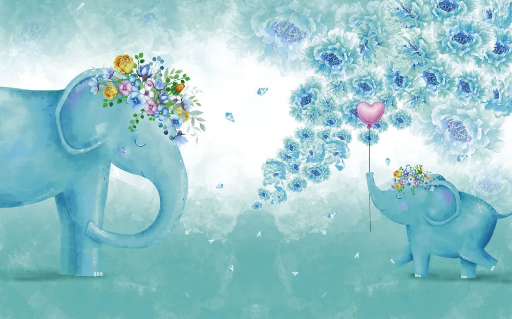 Elephants with flowers
