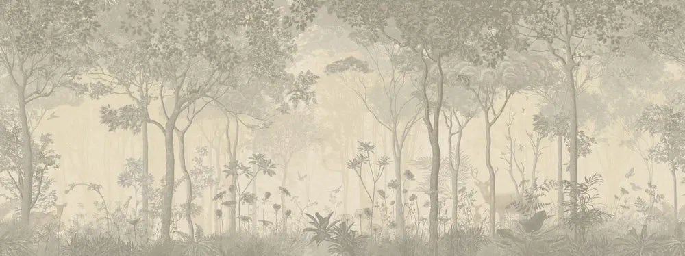 Sunny foggy forest