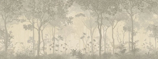 Sunny foggy forest
