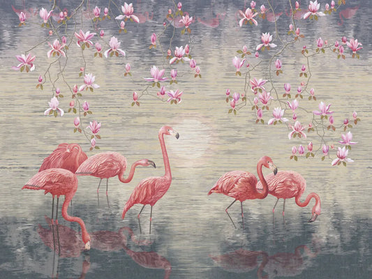 Flamingo by the lake