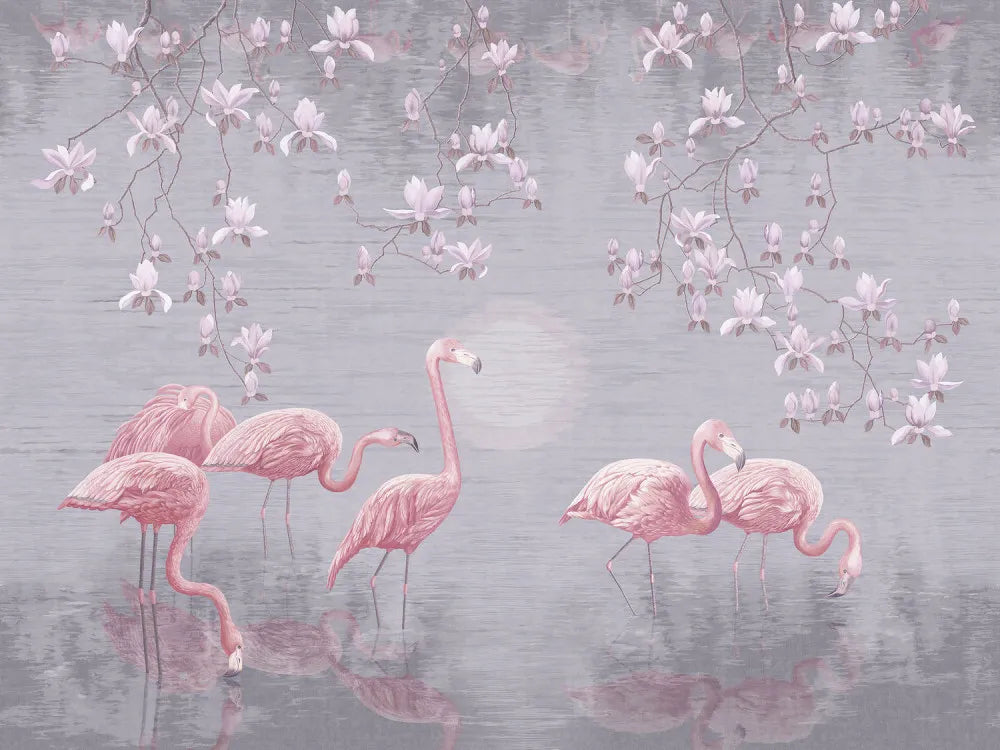 Flamingos at the pond