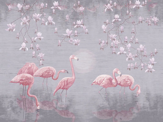 Flamingos at the pond