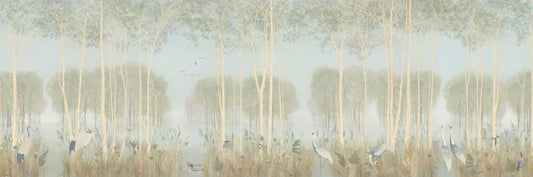 Storks in a beautiful forest