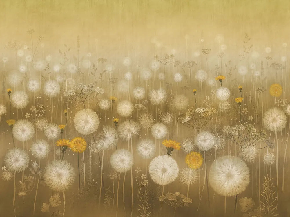 Picturesque field of dandelions