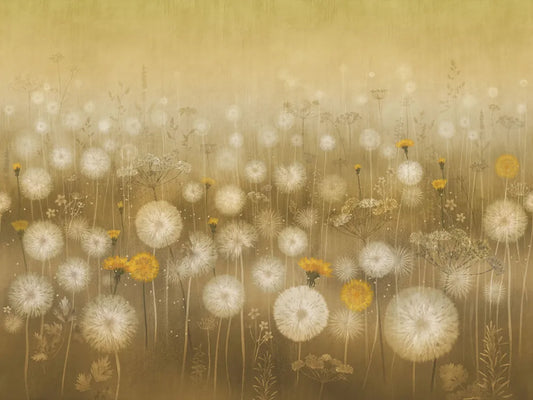 Picturesque field of dandelions