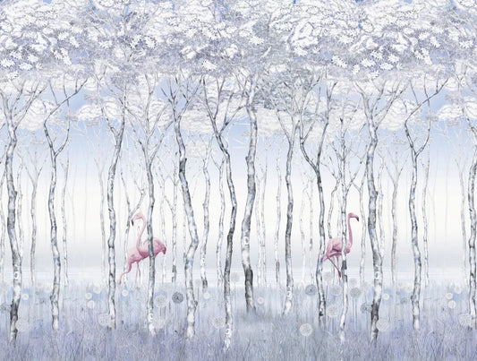 Flamingos in the morning wood