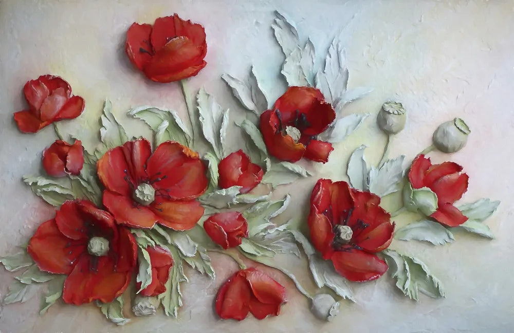Relief picturesque poppies
