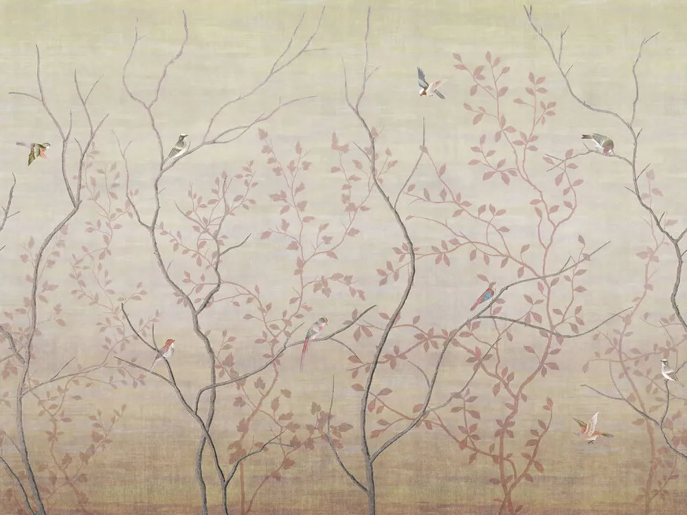Birds on the branches at dawn