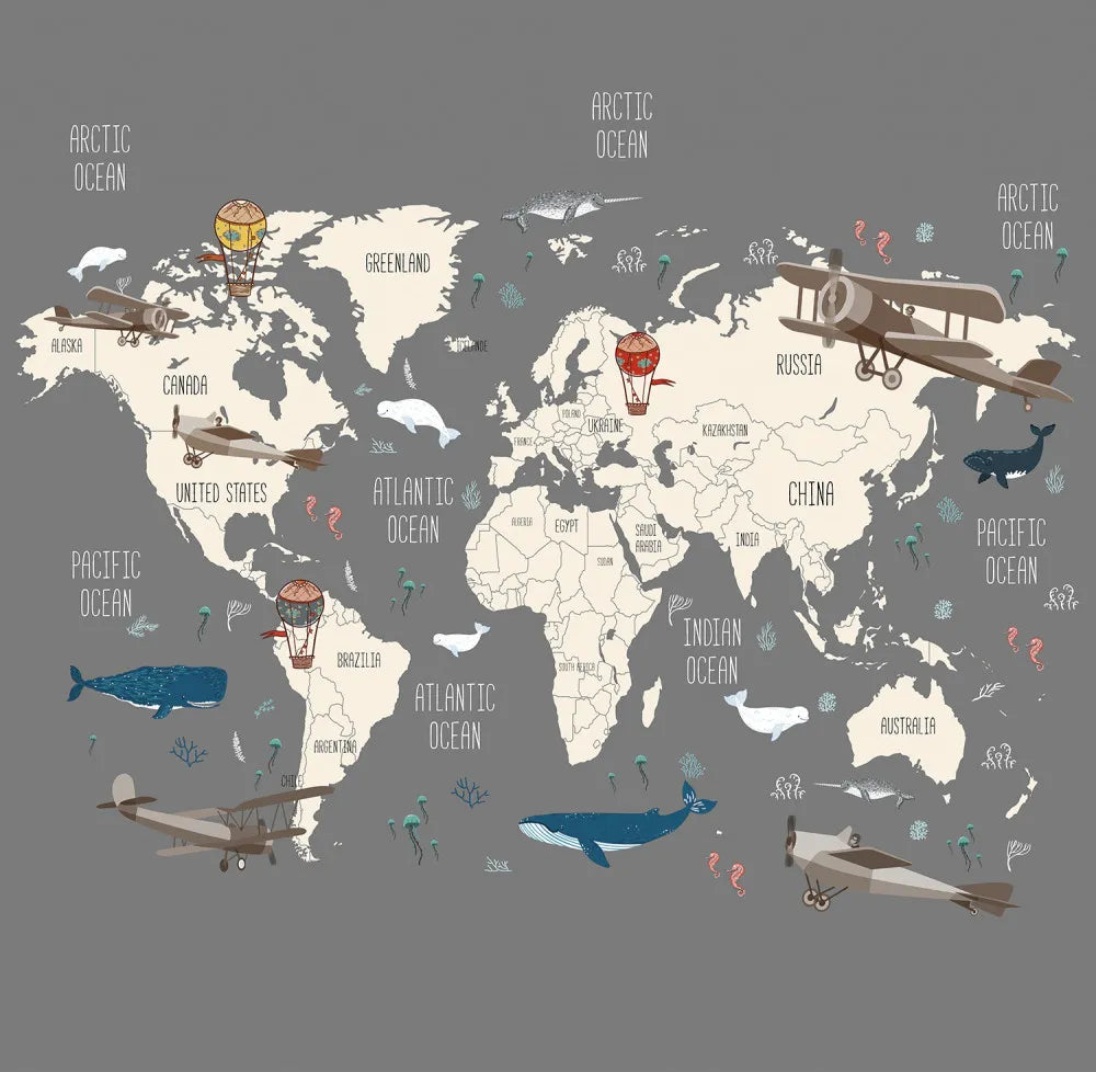 Card with animals and planes