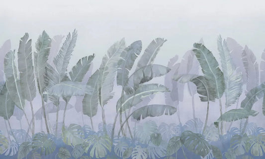 Tropical leaves at sunset