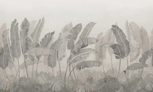 Tropical leaves in the fog