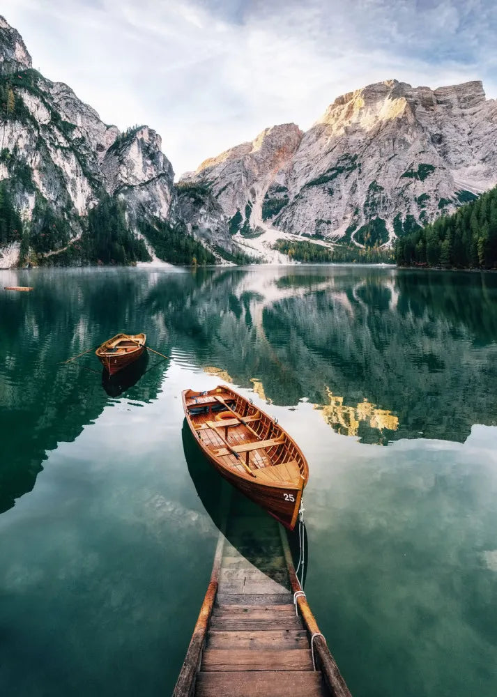 Boat on lake in the mountains