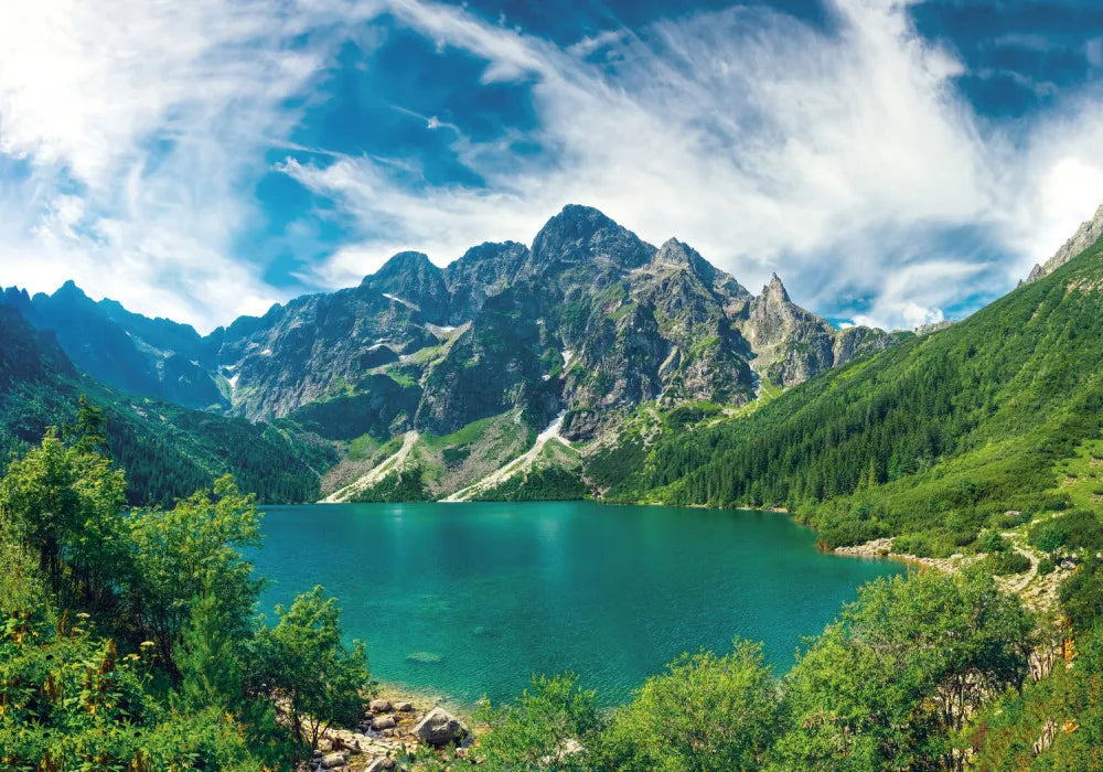 In the mountains of azure lake