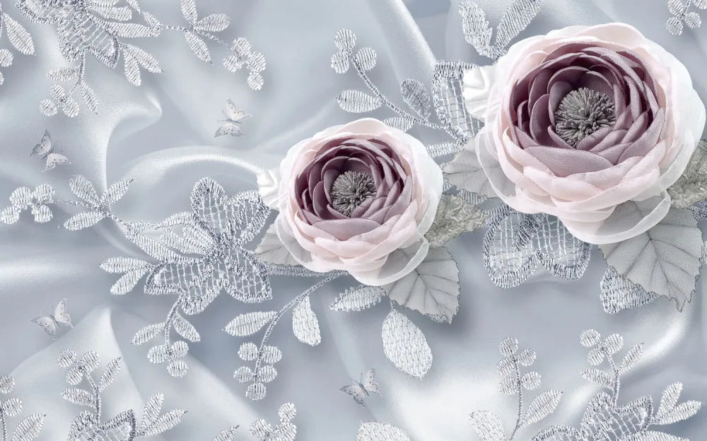 Artificial flowers on the fabric