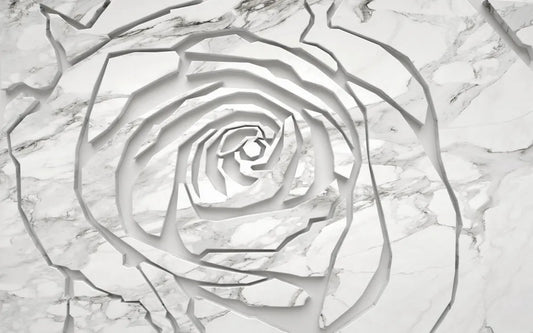 Embossed rose on the marble 3D