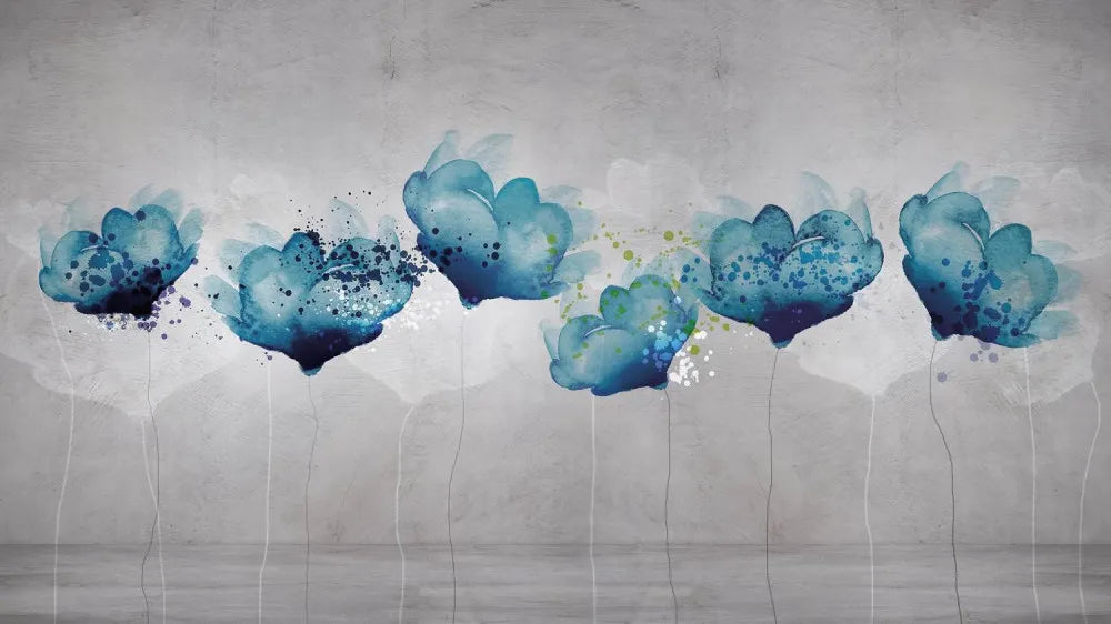 The floral print on the wall