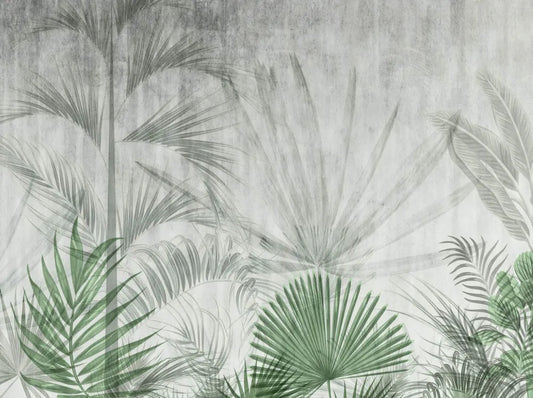 Palm leaves on the concrete