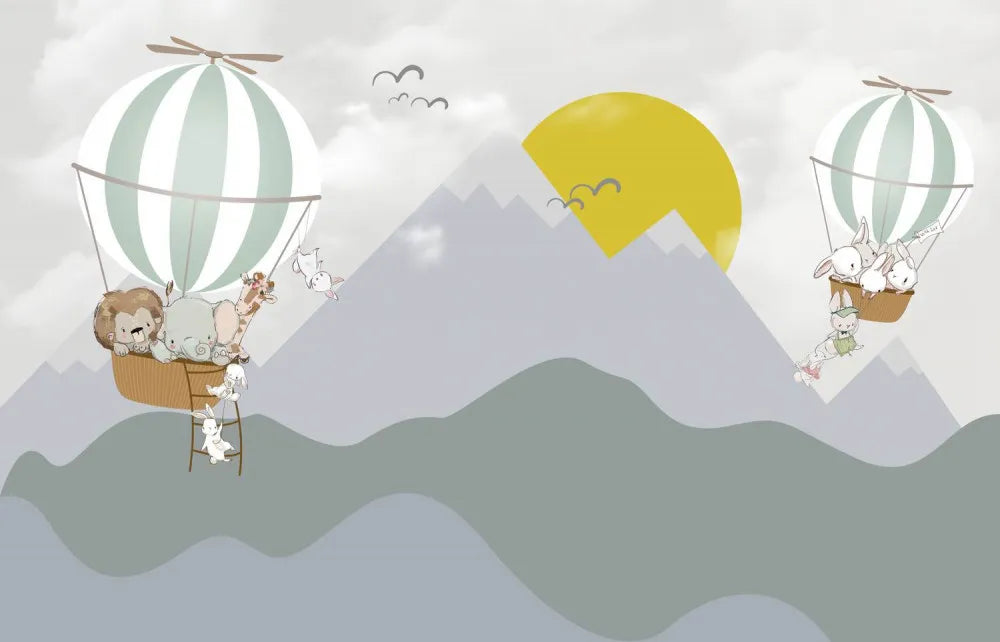 Animals in hot air balloon
