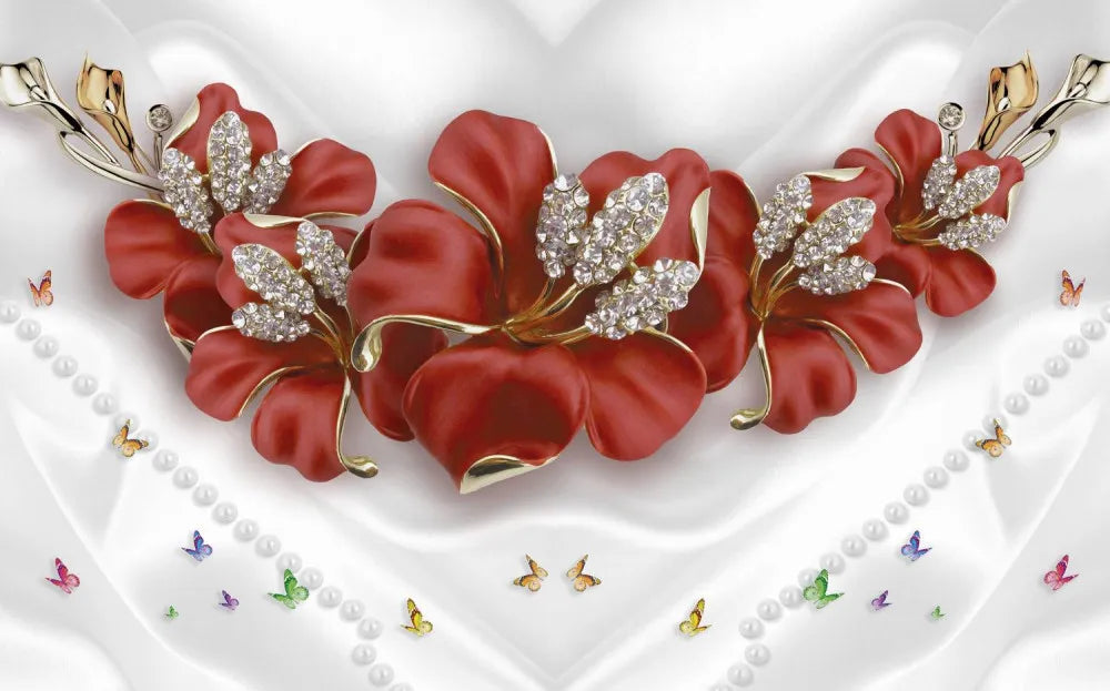 3D flowers diamonds on the fabric