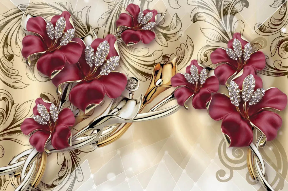 Luxury flowers with diamonds 3D