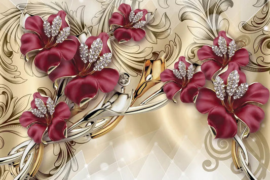 Luxury flowers with diamonds 3D