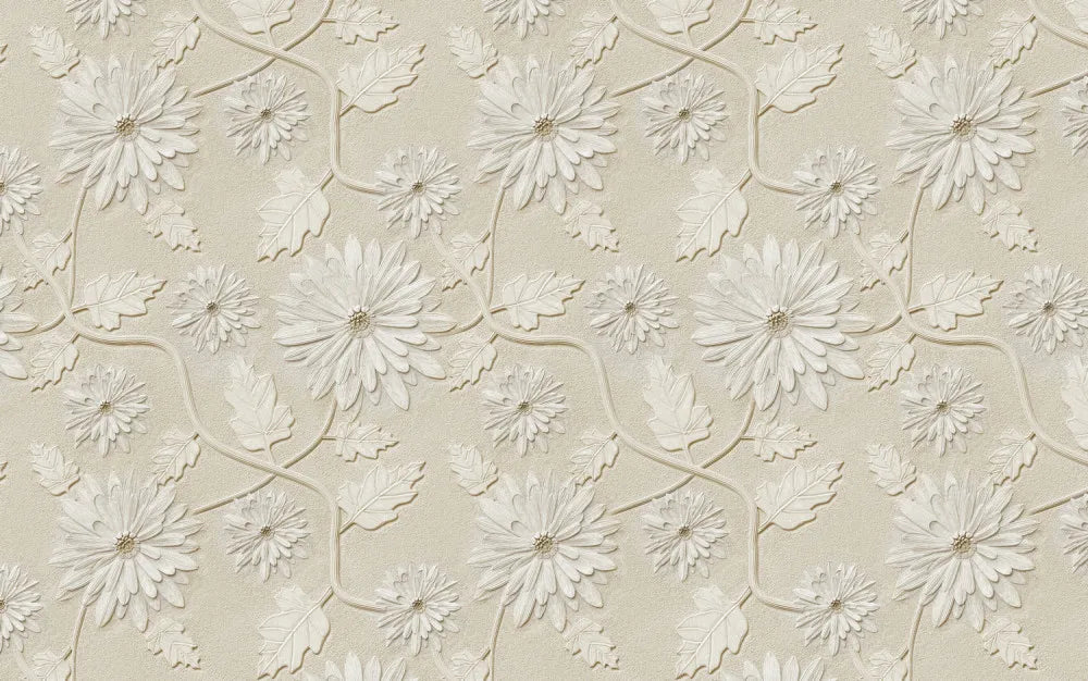 Voluminous beige flowers 3D