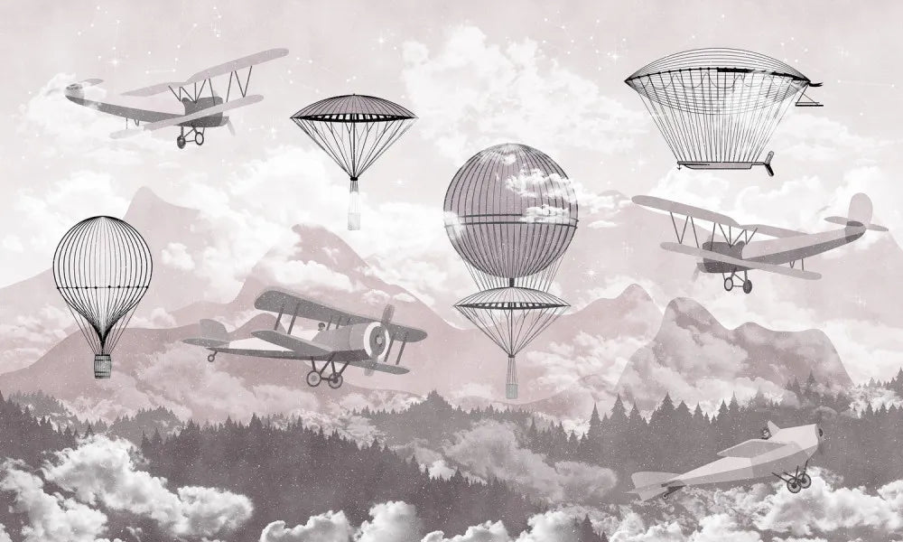 Planes and balloons in the clouds