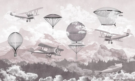 Planes and balloons in the clouds