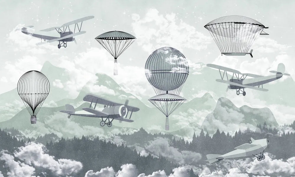 Planes and balloons in the clouds