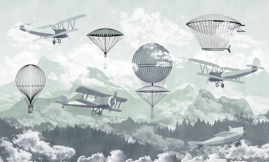 Planes and balloons in the clouds