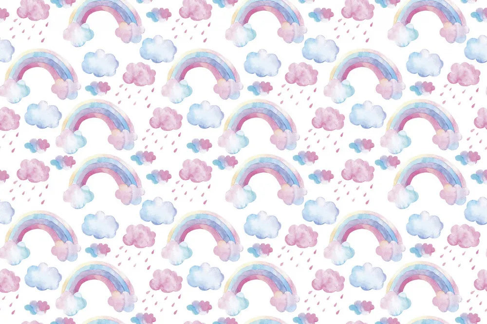 Clouds and a rainbow, watercolor