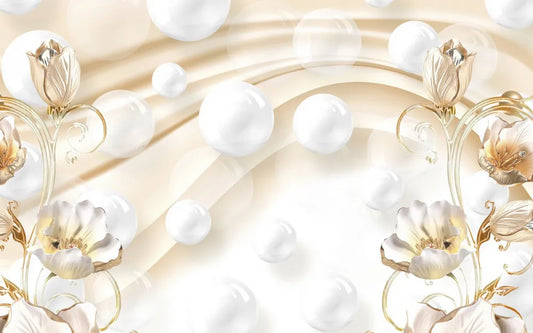 The bubbles and flowers in gold